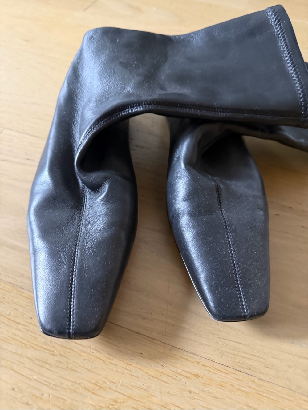 Toteme Black Mid-Calf Stretch Leather Booties